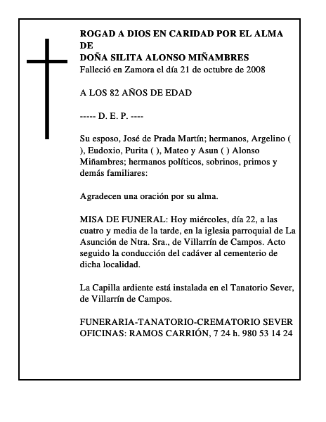 DOÑA SILITA ALONSO MIÑAMBRES