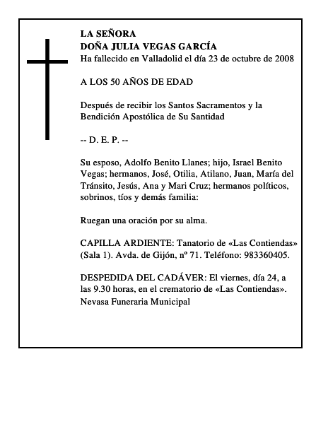 DOÑA JULIA VEGAS GARCÍA