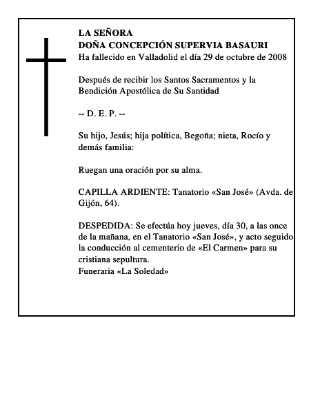 DOÑA CONCEPCIÓN SUPERVIA BASAURI