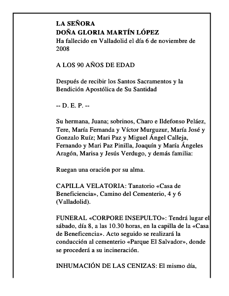 DOÑA GLORIA MARTÍN LÓPEZ