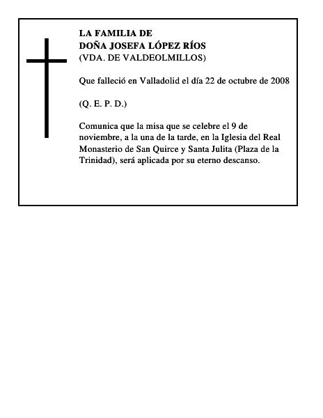 DOÑA JOSEFA LÓPEZ RÍOS