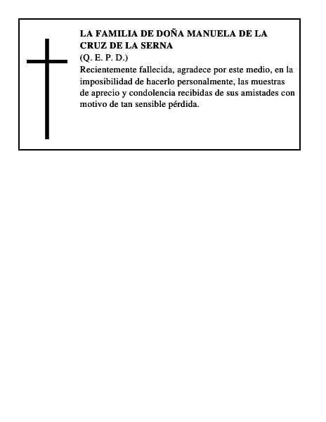 LA FAMILIA DE DOÑA MANUELA DE LA CRUZ DE LA SERNA