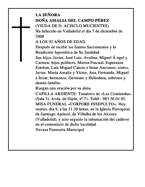 DOÑA AMALIA DEL CAMPO PÉREZ