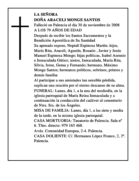 DOÑA ARACELI MONGE SANTOS