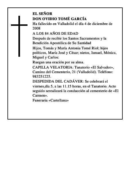 DON OVIDIO TOMÉ GARCÍA