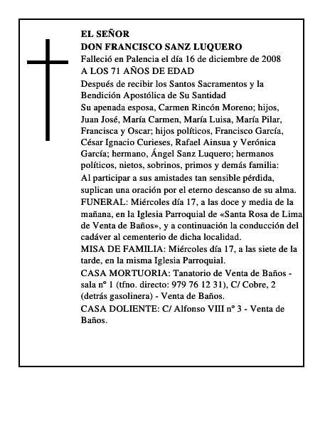 DON FRANCISCO SANZ LUQUERO