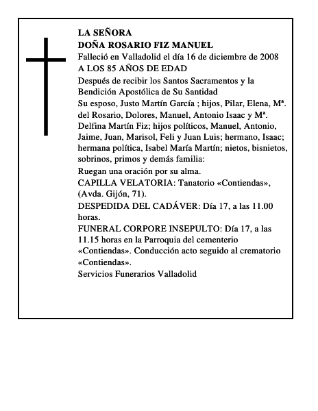 DOÑA ROSARIO FIZ MANUEL