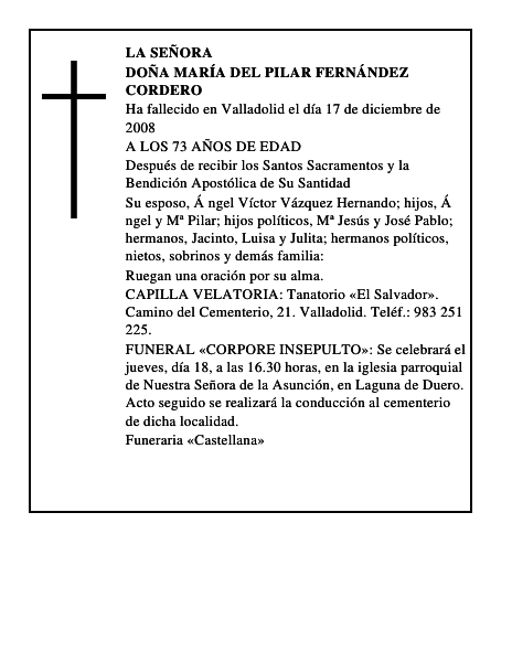 DOÑA MARÍA DEL PILAR FERNÁNDEZ CORDERO