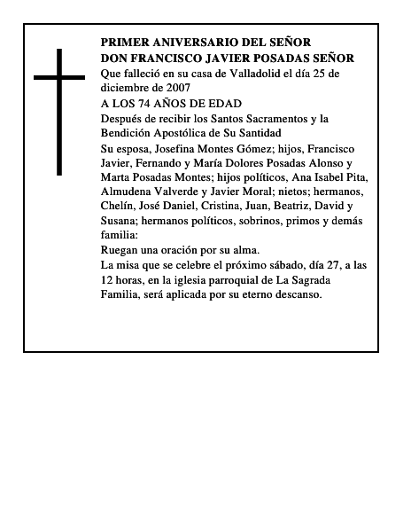 DON FRANCISCO JAVIER POSADAS SEÑOR