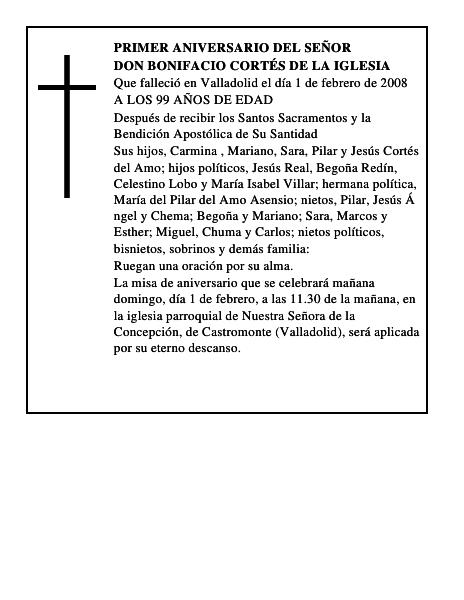 DON BONIFACIO CORTÉS DE LA IGLESIA