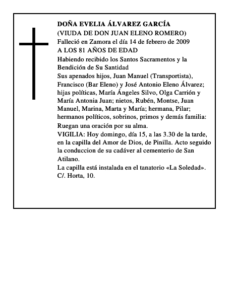 DOÑA EVELIA ÁLVAREZ GARCÍA