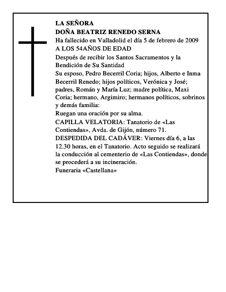 DOÑA BEATRIZ RENEDO SERNA