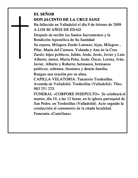 DON JACINTO DE LA CRUZ SANZ