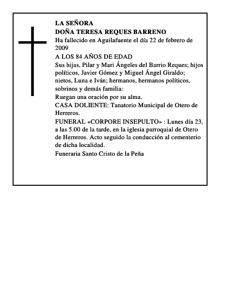 DOÑA TERESA REQUES BARRENO