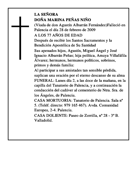 DOÑA MARINA PEÑAS NIÑO