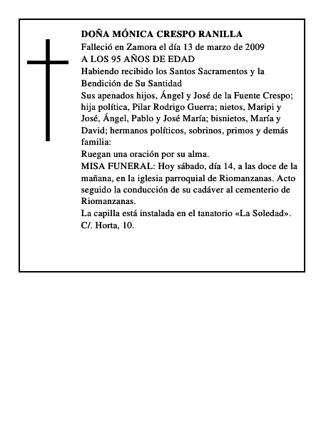 DOÑA MÓNICA CRESPO RANILLA