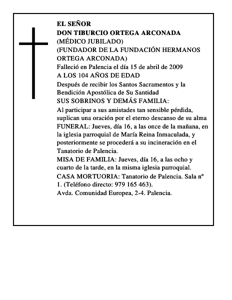 DON TIBURCIO ORTEGA ARCONADA
