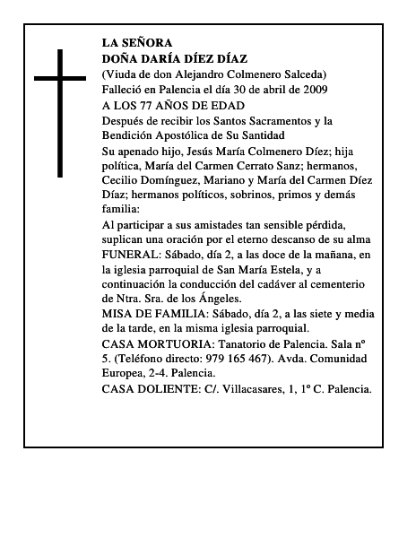 DOÑA DARÍA DÍEZ DÍAZ