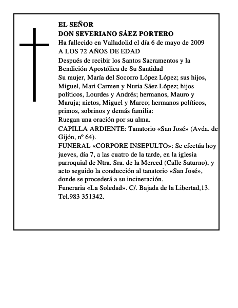 DON SEVERIANO SÁEZ PORTERO