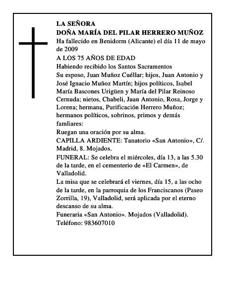 DOÑA MARÍA DEL PILAR HERRERO MUÑOZ