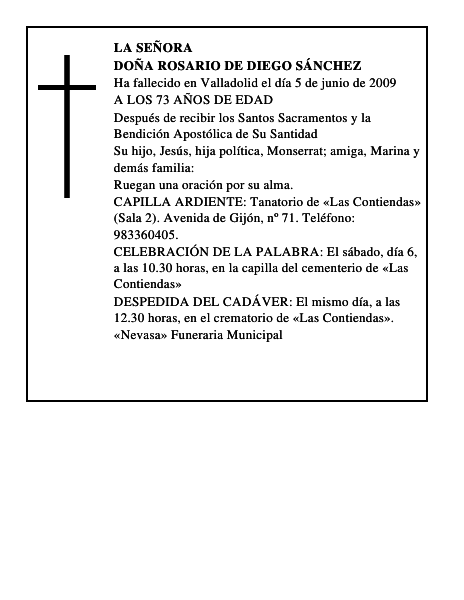 DOÑA ROSARIO DE DIEGO SÁNCHEZ