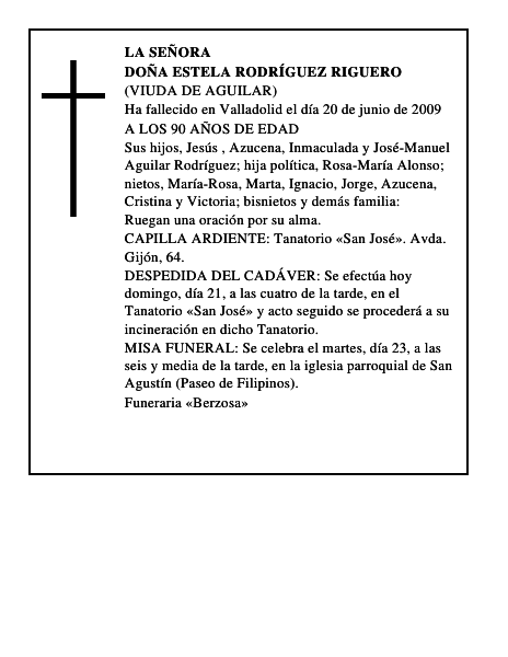 DOÑA ESTELA RODRÍGUEZ RIGUERO