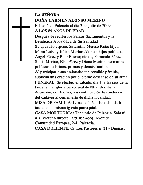 DOÑA CARMEN ALONSO MERINO