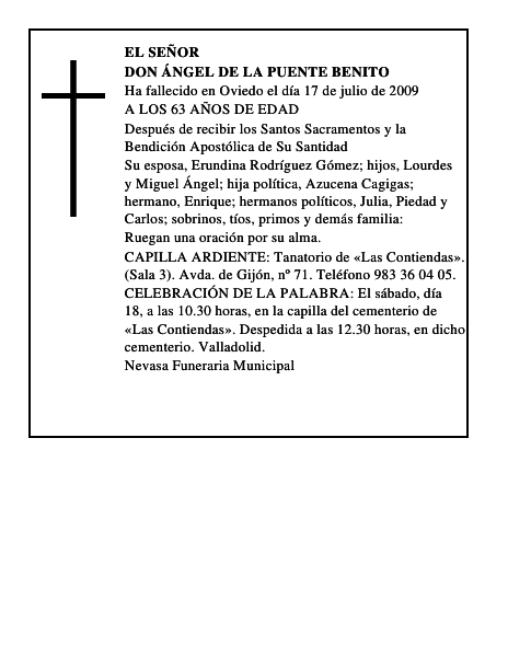 DON ÁNGEL DE LA PUENTE BENITO