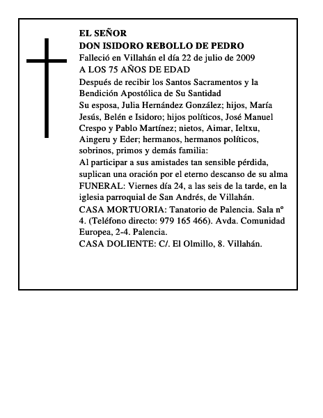 DON ISIDORO REBOLLO DE PEDRO