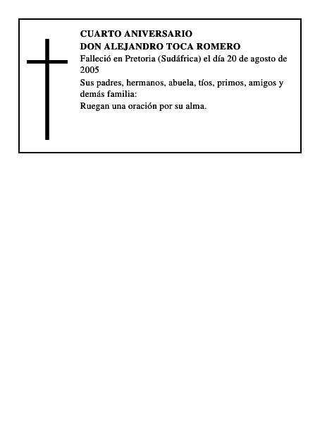 DON ALEJANDRO TOCA ROMERO