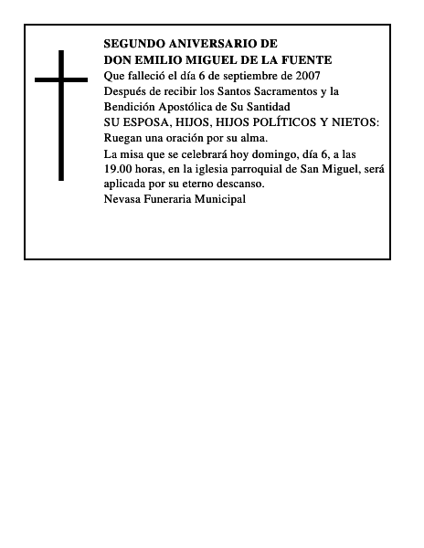 DON EMILIO MIGUEL DE LA FUENTE