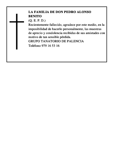 LA FAMILIA DE DON PEDRO ALONSO BENITO
