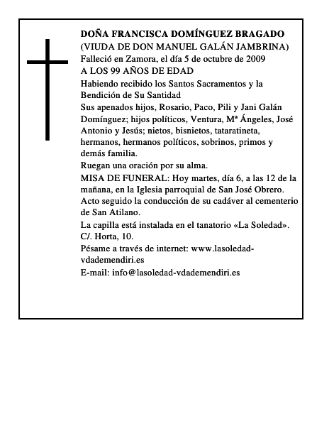 DOÑA FRANCISCA DOMÍNGUEZ BRAGADO