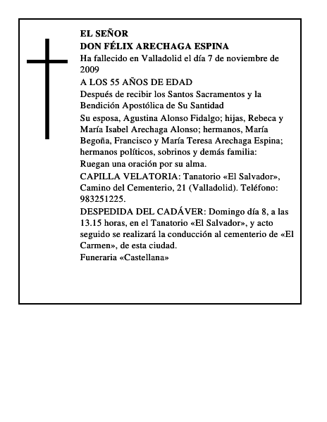 DON FÉLIX ARECHAGA ESPINA
