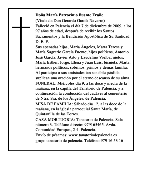 Doña María Patrocinio Fuente Fraile