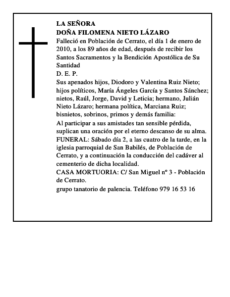Doña Filomena Nieto Lázaro