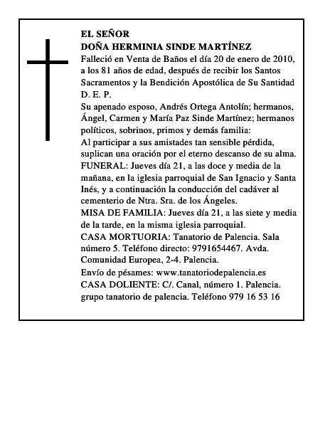 Doña Herminia Sinde Martínez