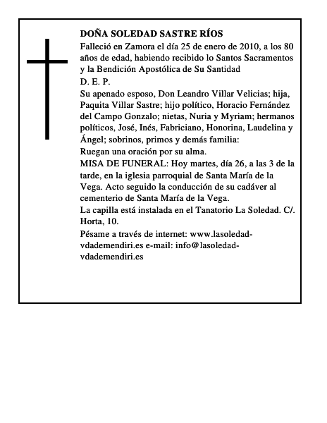 Doña Soledad Sastre Ríos