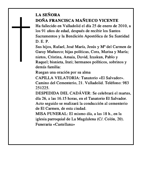 Doña Francisca Mañueco Vicente