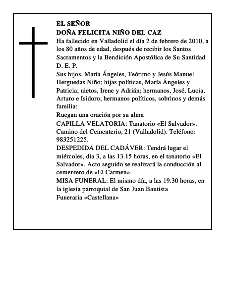Doña Felicita Niño del Caz