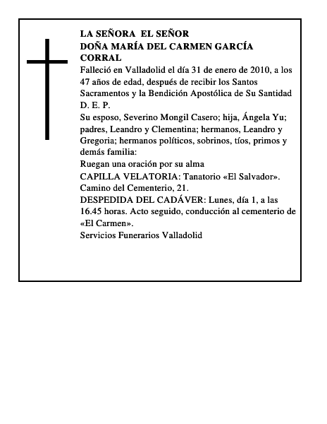 Doña María del Carmen García Corral