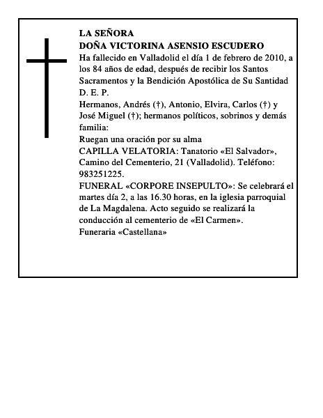 Doña Victorina Asensio Escudero