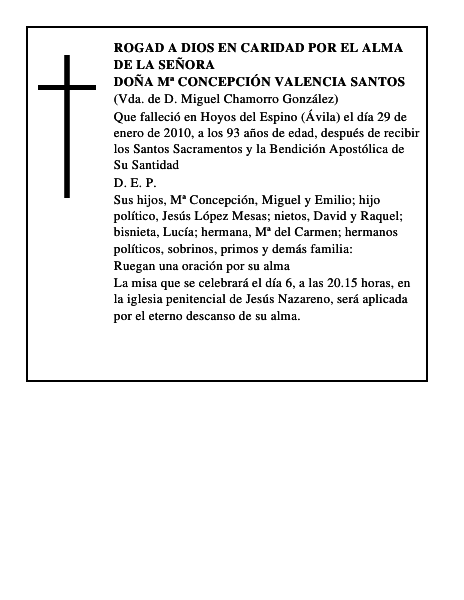 Doña Mª Concepción Valencia Santos
