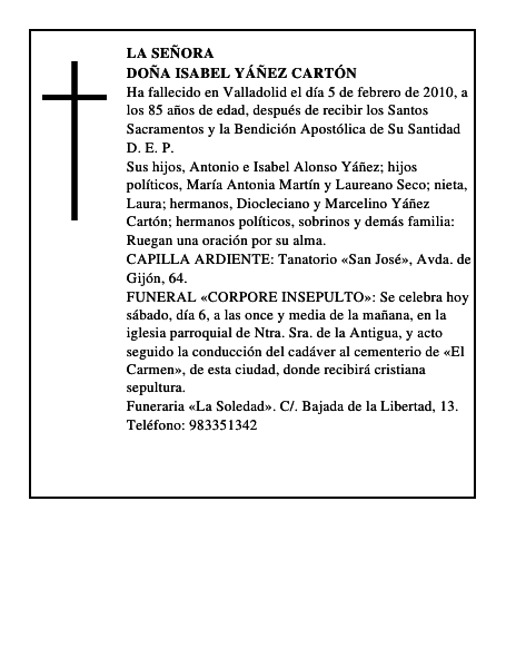 Doña Isabel Yáñez Cartón