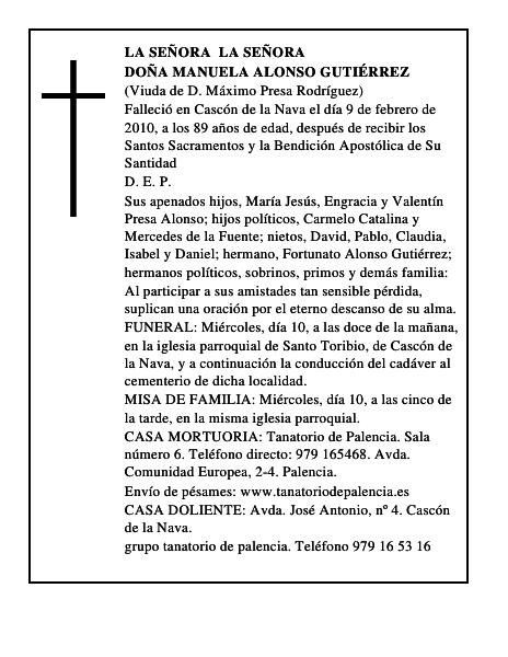 Doña Manuela Alonso Gutiérrez