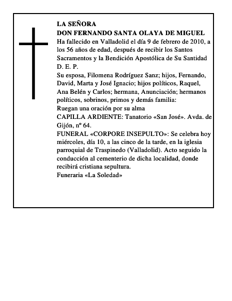 Don Fernando Santa Olaya de Miguel