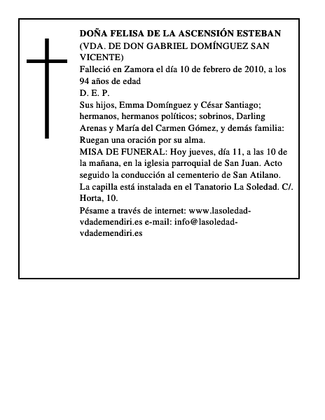 Doña Felisa de la Ascensión Esteban