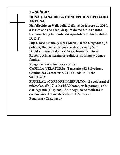 Doña Juana de la Concepción Delgado Antona