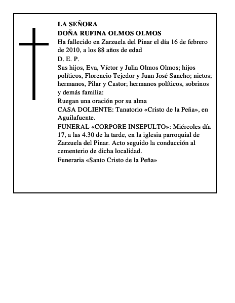 Doña Rufina Olmos Olmos
