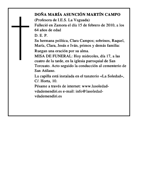 Doña María Asunción Martín Campo